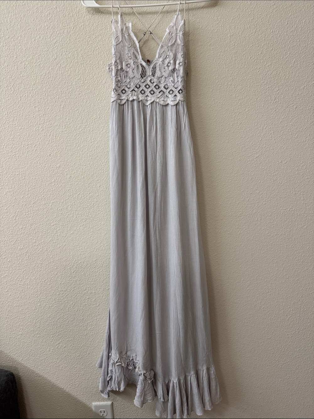 Free People Lace Bodice Maxi Dress in Light Grey